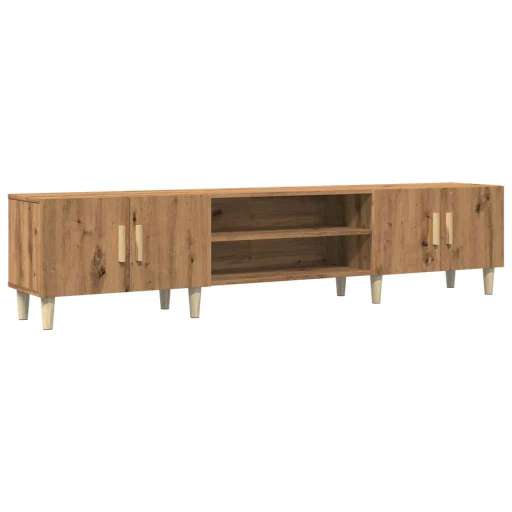 Mobile TV multimediale mensola TV credenza mobile TV sala da pranzo soggiorno camera da letto rovere lavorato a mano 180 x 31,5 x 40 cm legno ingegnerizzato marrone 02_0027250