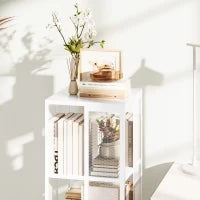 Libreria Moderna a 3 Ripiani in Metallo a Rete con Ruote, 35x35x99 cm, Bianco