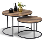 IDMarket - Set di 2 tavolini rotondi DAYTON 54/70 effetto invecchiato design industriale