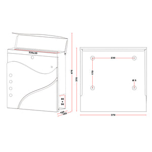 Cassetta postale con vano portagiornale V31 bianco 370 x 105 x 370 mm