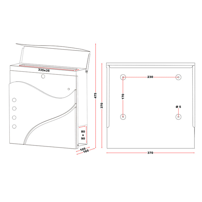 Cassetta postale con vano portagiornale V31 bianco 370 x 105 x 370 mm