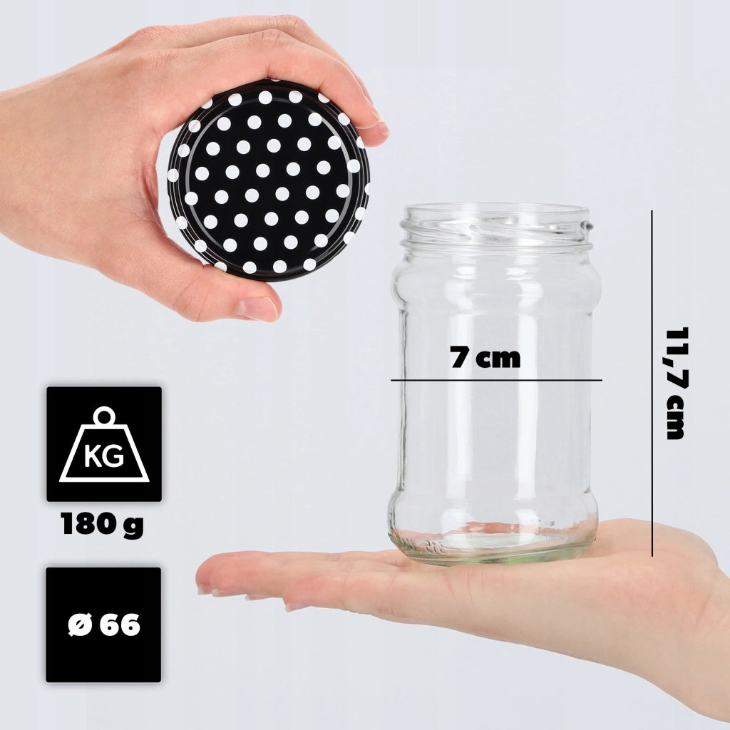 Barattoli per conserve KADAX Seno 315ml 50 pezzi 66mm + coperchio "Piselli neri"