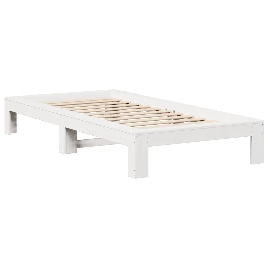Giroletto senza Materasso-Struttura Letto Bianco 90x200 cm Legno Massello Pino 807518