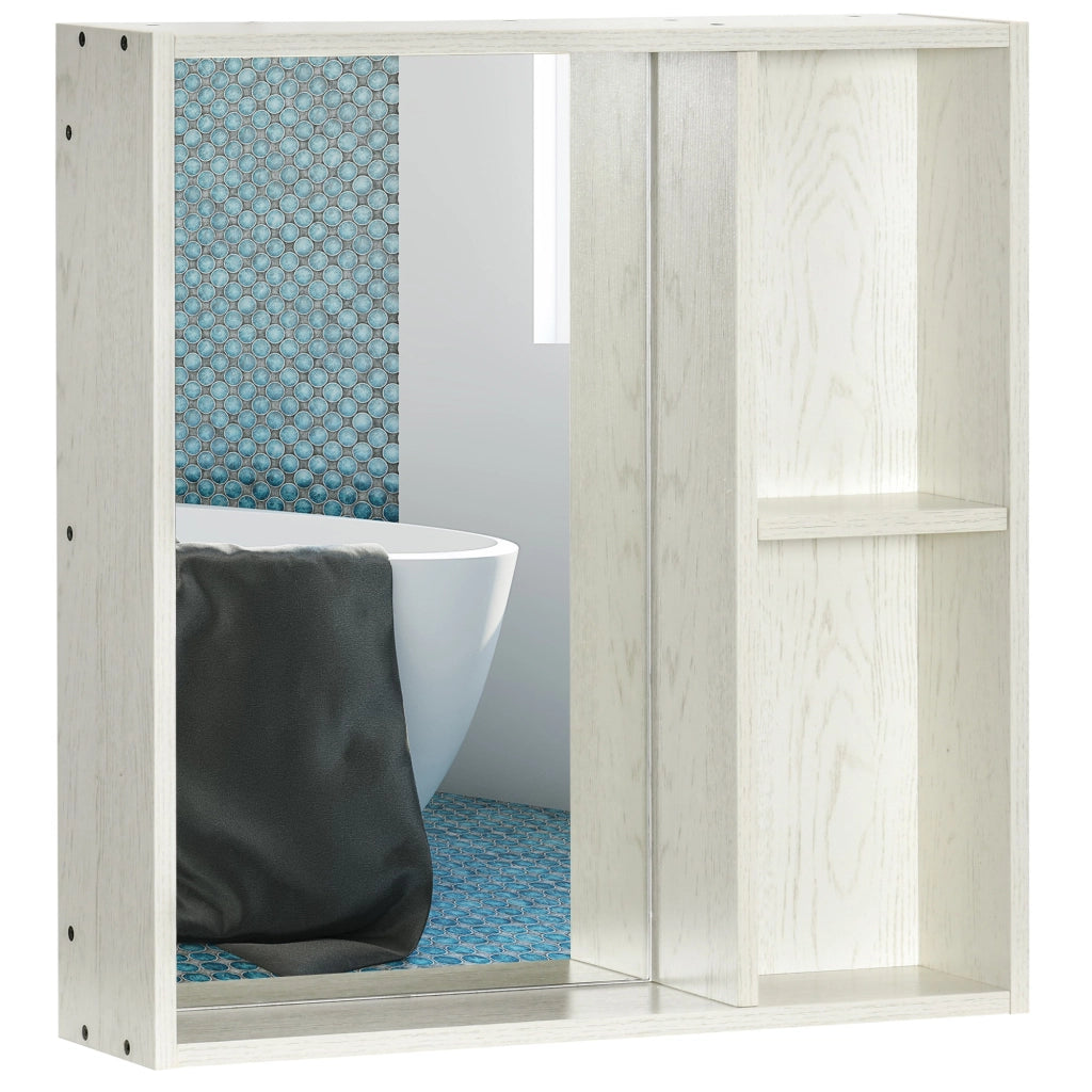 Armadietto Bagno con Specchio e Ripiani ¨C zephmum ¨C 63x15x65 cm Bianco