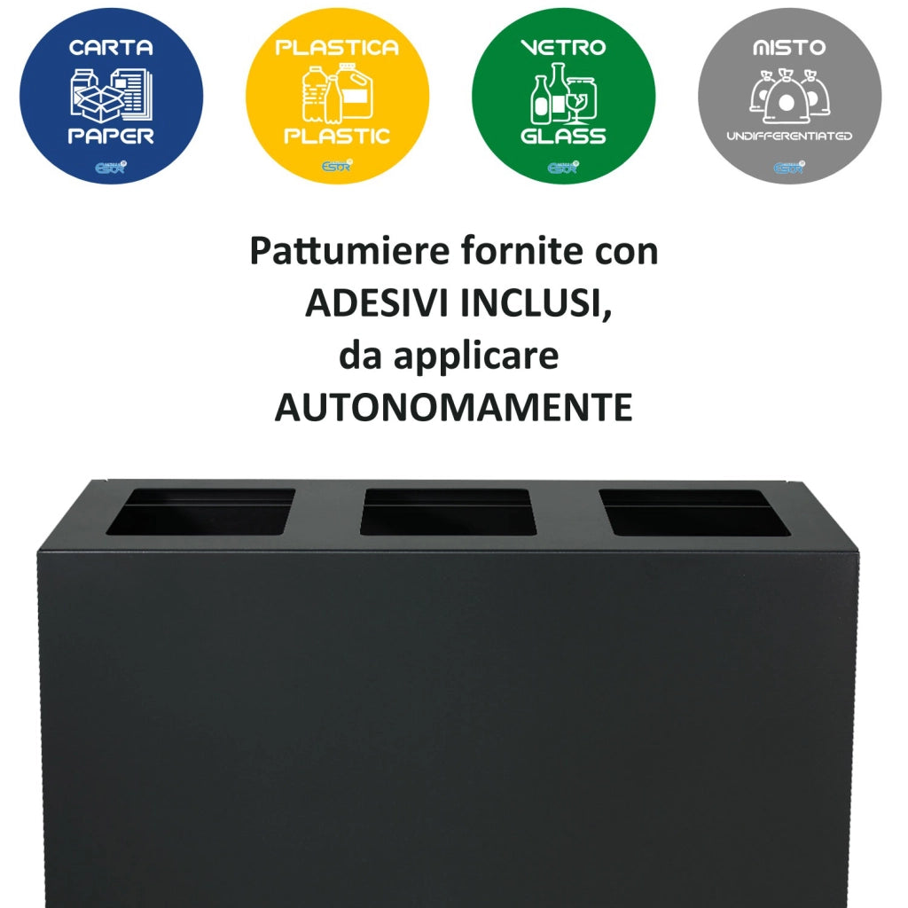 Pattumiera per Raccolta Differenziata 2 Scomparti 120 L 60x30x96 cm in Acciaio Verniciato Bianco