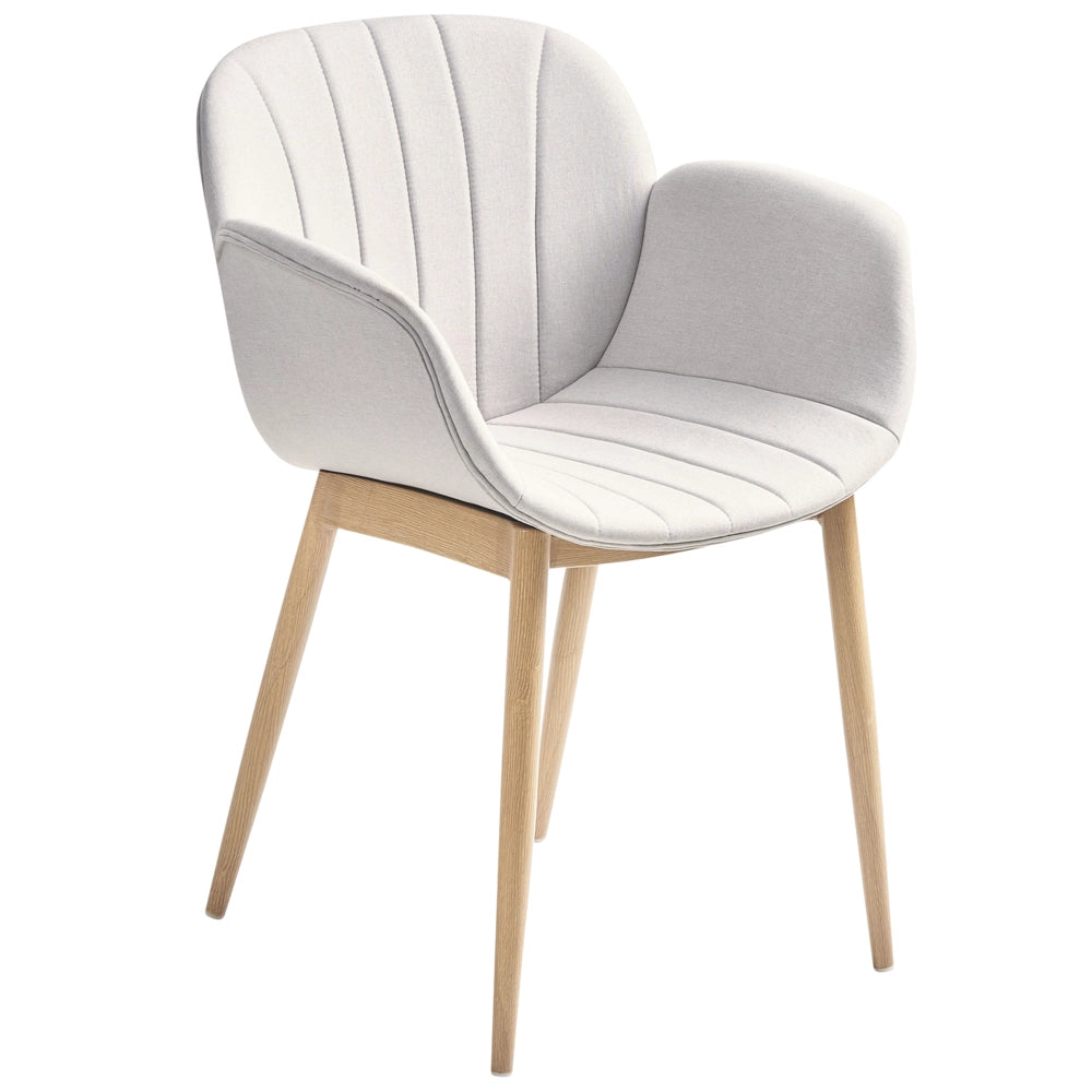 Set di 2 sedie da pranzo con imbottitura in tessuto grigio Seduta da pranzo dal design moderno e contemporaneo
