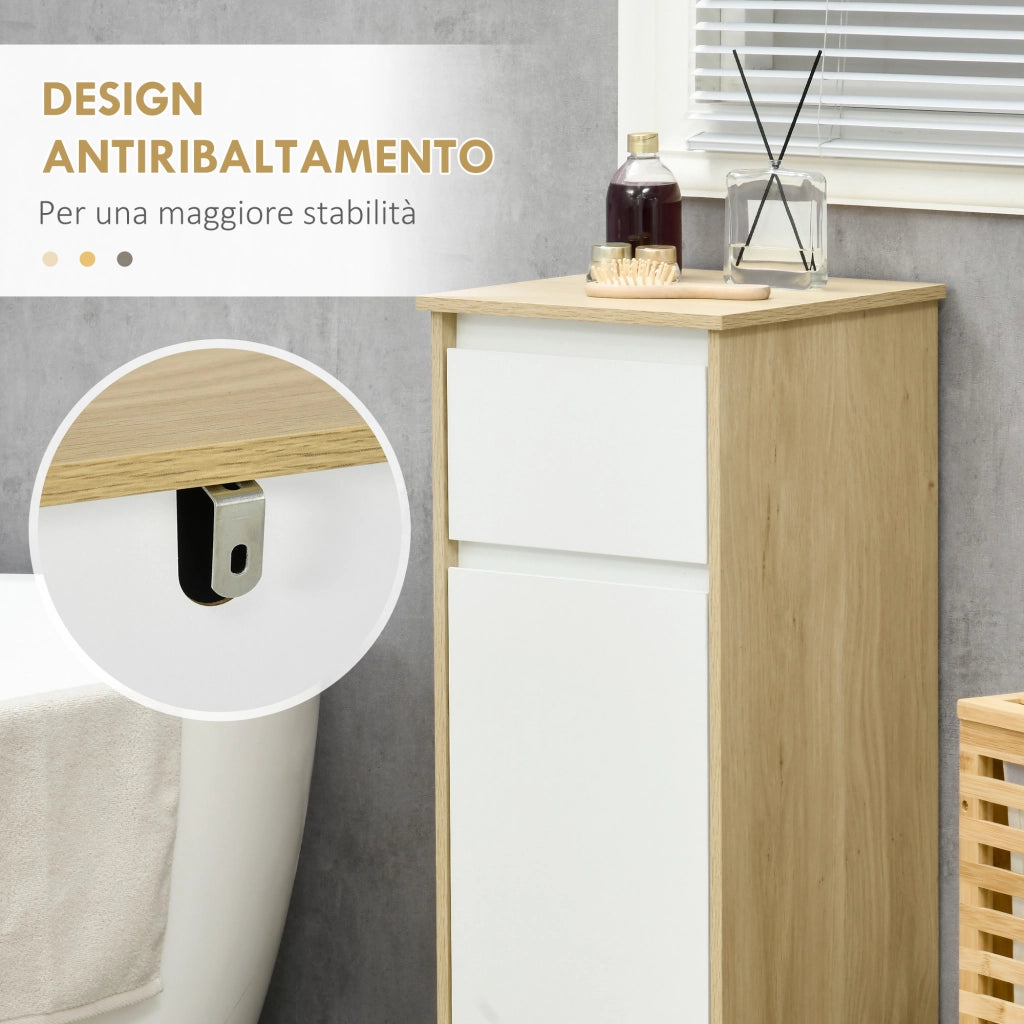 Mobile Bagno con Cassetto e Armadietto ¨C zephmum ¨C MDF, 32.6x30x90 cm