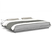 Letto matrimoniale | Letto per adulti | Giroletto Luci LED Grigio Sonoma 200x200 cm Legno Multistrato