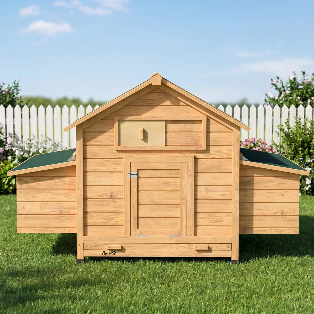 Pollaietto per Giardino in Legno con 2 Nidi ¨C Zephmum ¨C 150x100x96,5 cm Giallo