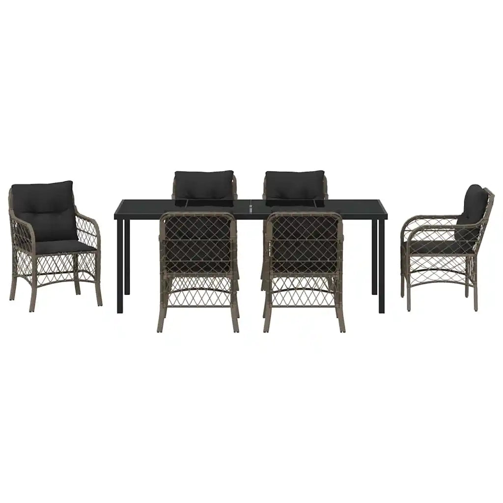 Set da Pranzo per Giardino con cuscino 7 pcs Grigio polyrattan 3380223