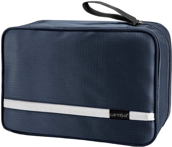Borsa da Bagno per Uomo e Donna, Grande Borsa Cosmetica, Borsa da Viaggio, Borsa Cosmetica, Borsa per Trucco, Borsa da Bagno con Gancio (Nero Blu Scuro)