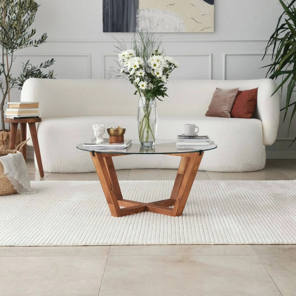 Agatha, Tavolino da Salotto Portariviste, 75x75x35h cm Marrone Noce