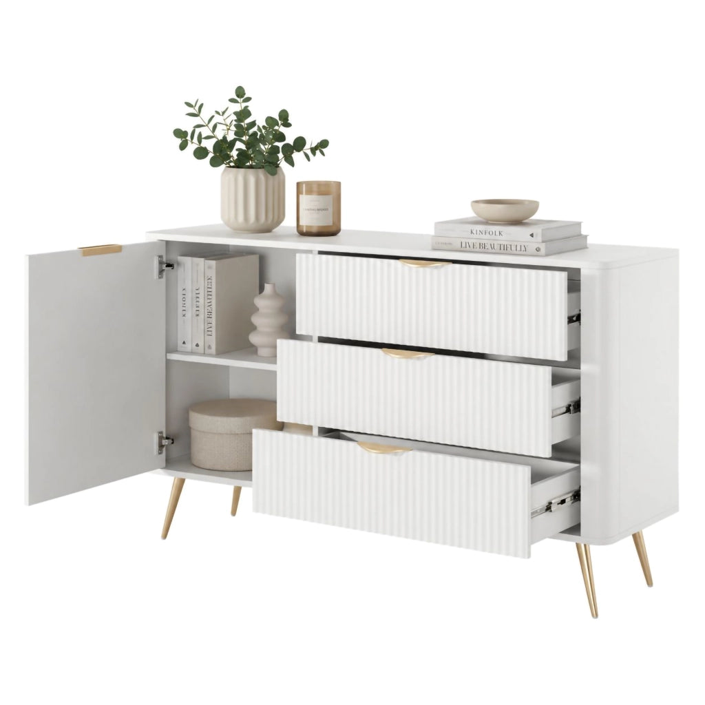 Madia Halilomo, Credenza 3 Cassetti, 138x38x81h cm Bianco