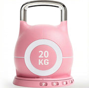 Kettlebell Regolabile 7 in 1, 20 kg Kettlebell con 7 Livelli di Peso, Manubrio per Allenamento a Casa & Fitness, Ideale per Allenamento Completo del Corpo, Compatto & Salvaspazio (Rosa, 20KG)