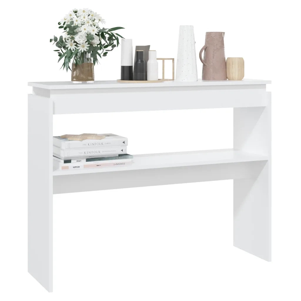 Tavolino Consolle Bianco 102x30x80 cm in Legno Multistrato 808323