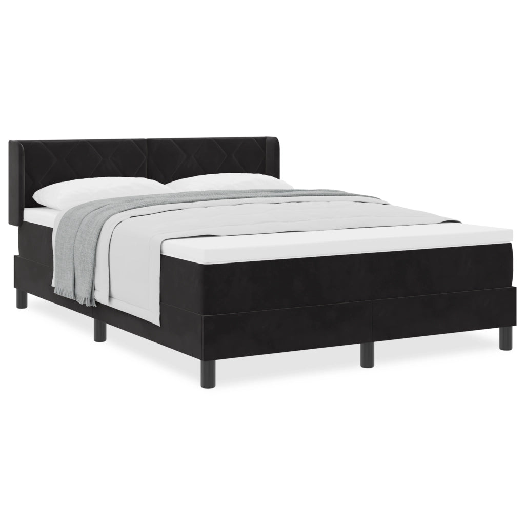 Letto con Box Spring e Materasso  Nero 140x200 cm Velluto