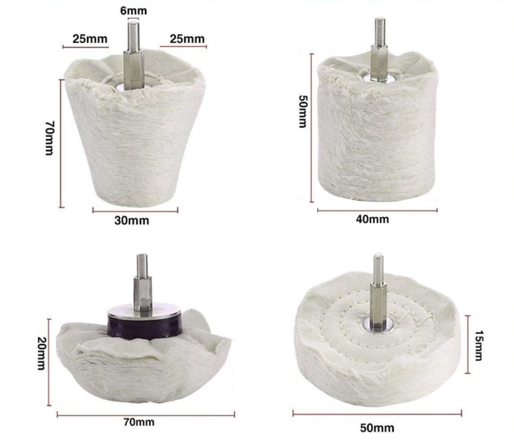 Set 4 Spazzole Microfibra rotante per trapano Per Pulizia Lucidatura Pad  Ruote