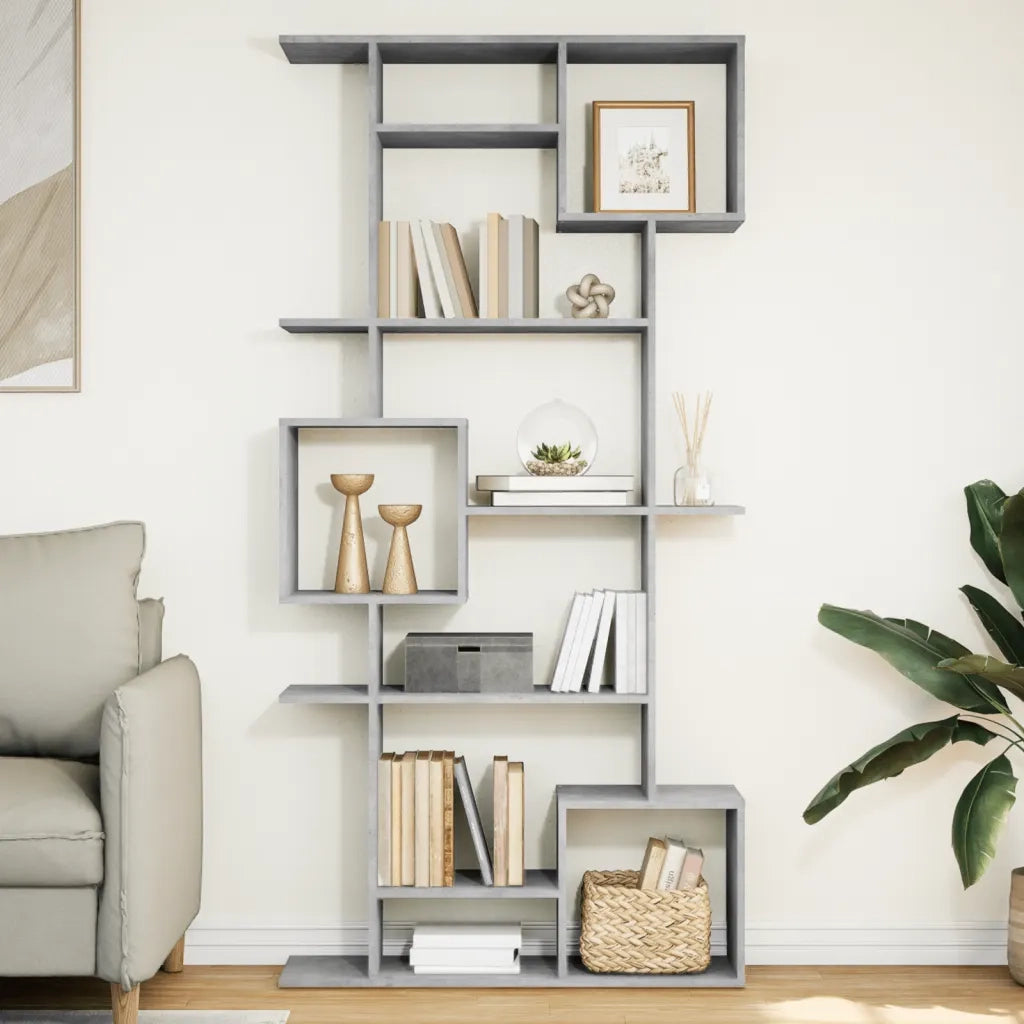 Libreria Grigio Cemento 92x29x188 cm in Legno Multistrato