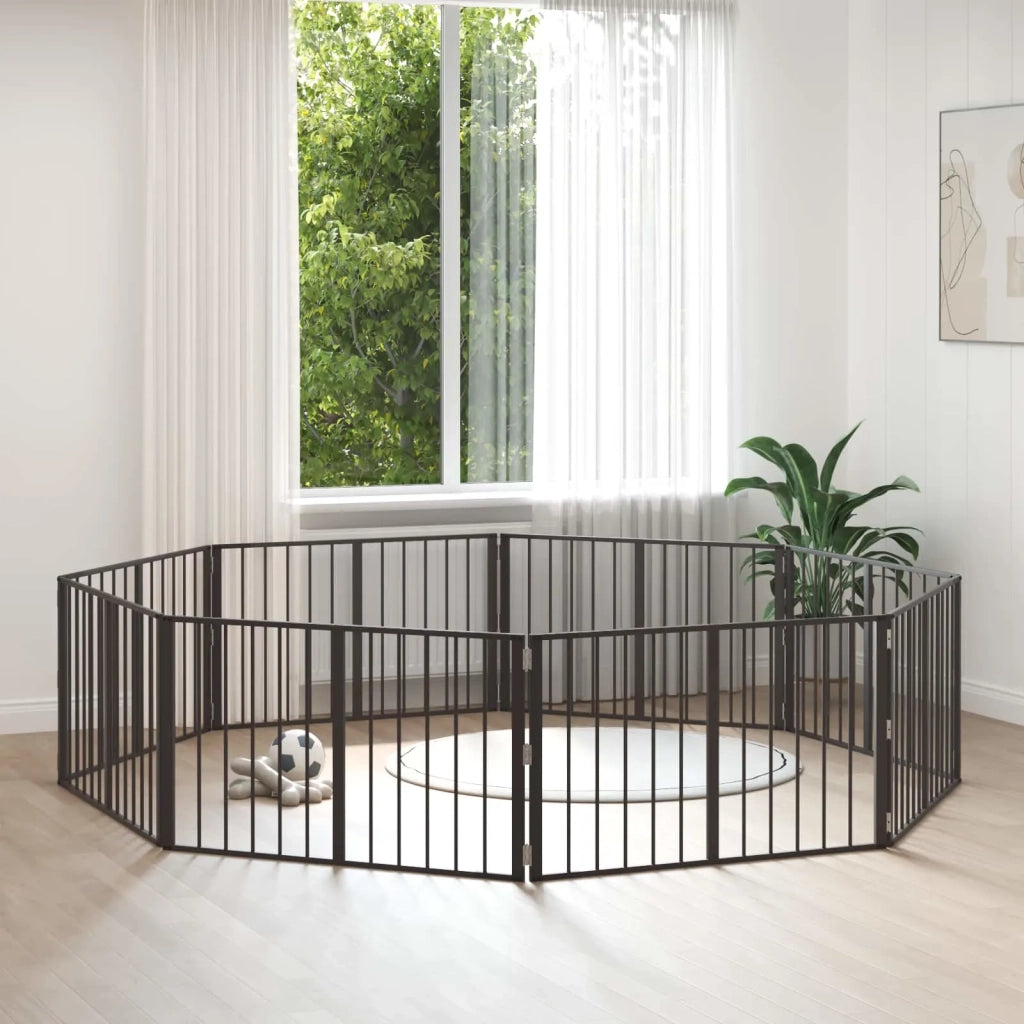 Cancello per cani 8 pcs Nero 100 x 60 cm Acciaio zincato 891999