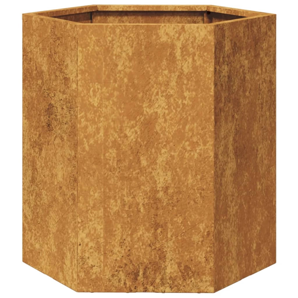 Fioriera aiuola rialzata fioriera aiuola giardino terrazza set da 2 esagonale 46 x 40 x 45 cm acciaio corten marrone 02_0039075