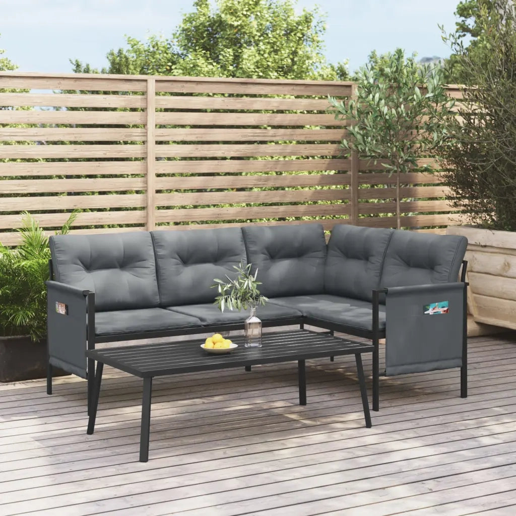 Set Salotto da Giardino 2 pz | Set di Mobili da Esterno in Acciaio Antracite