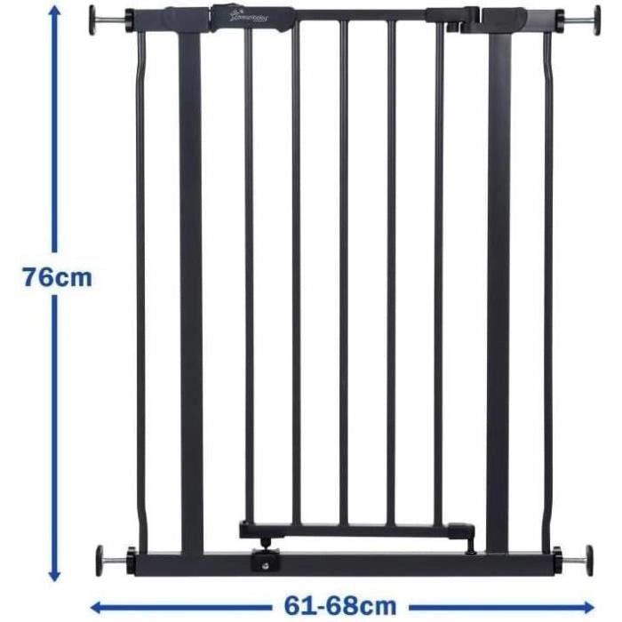 Cancelletto di sicurezza - DREAMBABY - AVA - Montaggio a pressione - 61-68 x 75 cm - Doppia chiusura - Antracite