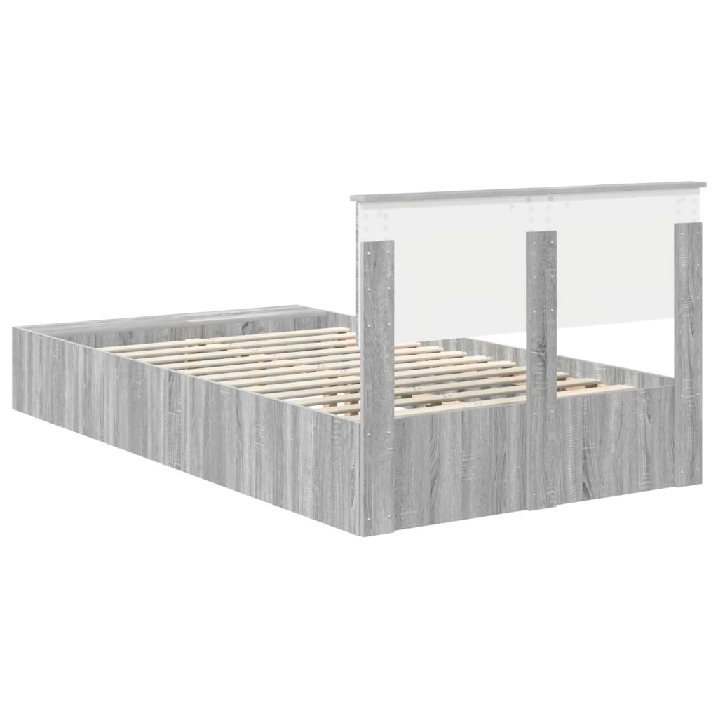 Struttura del letto con lo scaffale Grigio Sonoma 135 x 190 cm 3408380