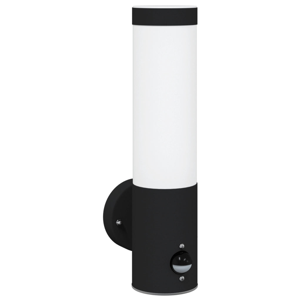 Lampada da Parete da Esterno  con Sensore Nero Acciaio Inossidabile IP44