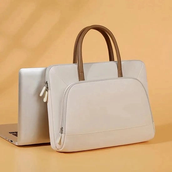 Tas per laptop con scheda tablet, design elegante e semplice, borse interne ampie, tas per laptop per uomo e donna, compatibile con laptop fino a 13 pollici (beige)