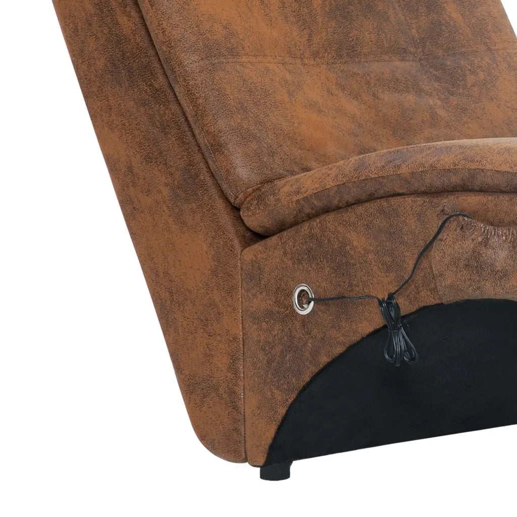 Sdraio Massaggiante con Cuscino Marrone Similpelle Scamosciata CFW7741602