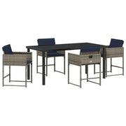 Set da Pranzo per Giardino con cuscino 5 pz | Set Salotto da Giardino Grigio polyrattan