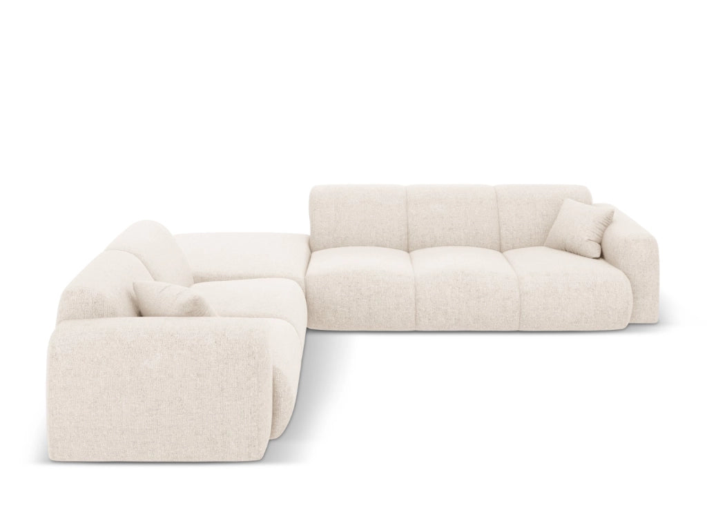 Cosmopolitan Design - Divano angolare sinistro "Nolio" 4 posti in ciniglia beige chiaro 