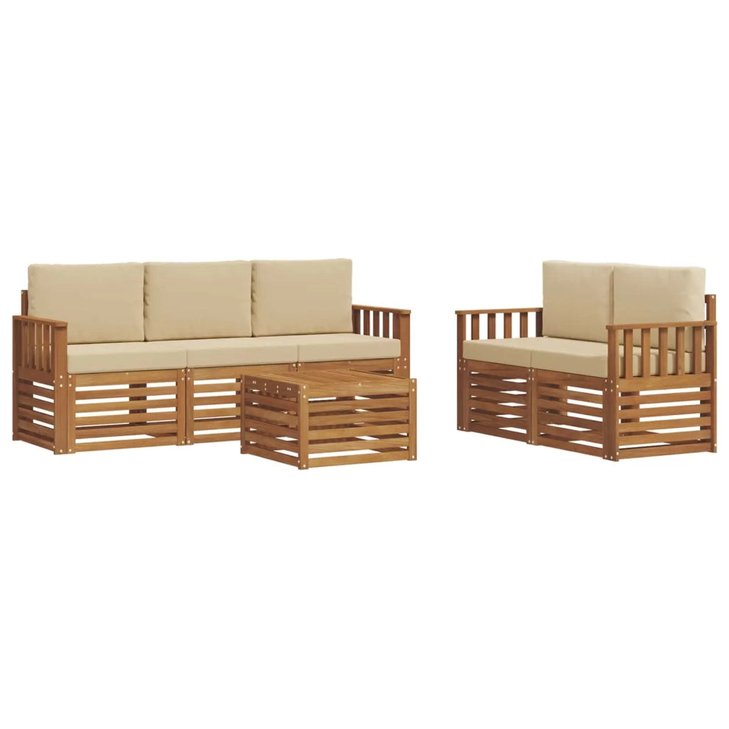 Set di divani da esterno 6 pz Naturale e Beige 3374363