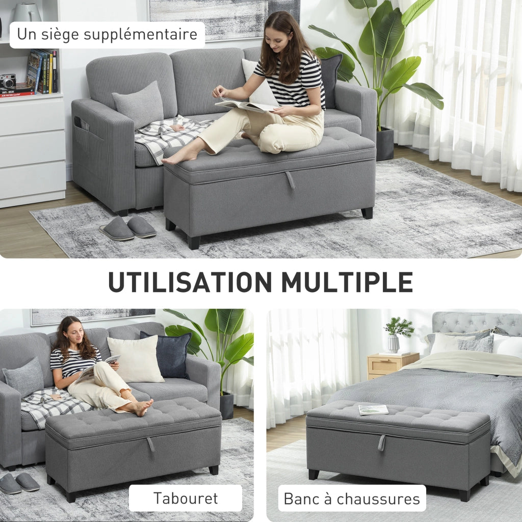 Pouf contenitore imbottito in tessuto ¨C zephmum ¨C grigio scuro 120x40x48 cm