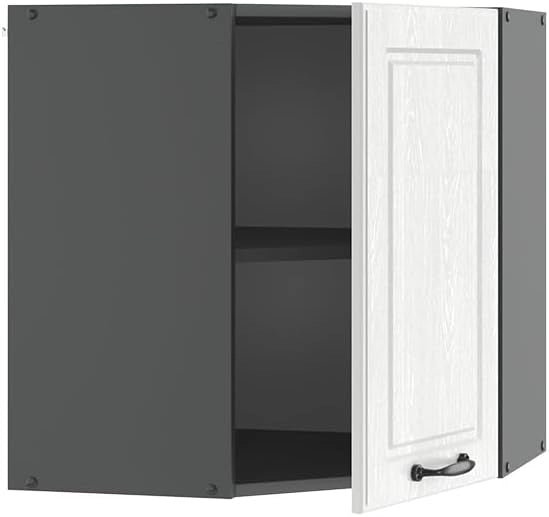 Mobile angolare da cucina R-Line, Bianco casa di campagna, 57 cm, per la libera combinazione all'interno di sistemi cucina modulari