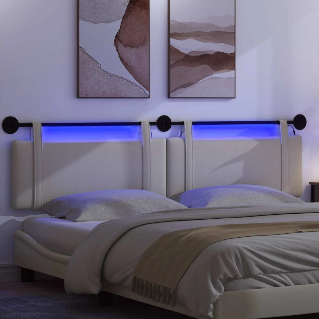 Testiera sospesa Con luce LED Grigio Nuvola Tessuto