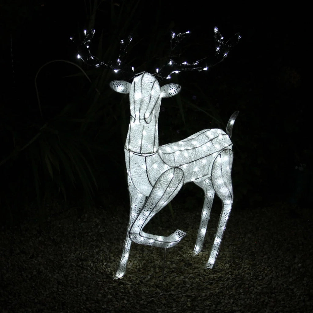 Renne di Babbo Natale & Pupazzo di Neve Luminoso Decorazione da Esterno per la Casa Luci LED per Giardino - Bianco