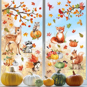 Decal per finestra per camera dei bambini Autunno Decal per finestra Autunno Foglie di acero Zucca Animali della foresta Per finestra Decal riutilizzabile Autunno Per vetro Decorazione per finestra Autunno