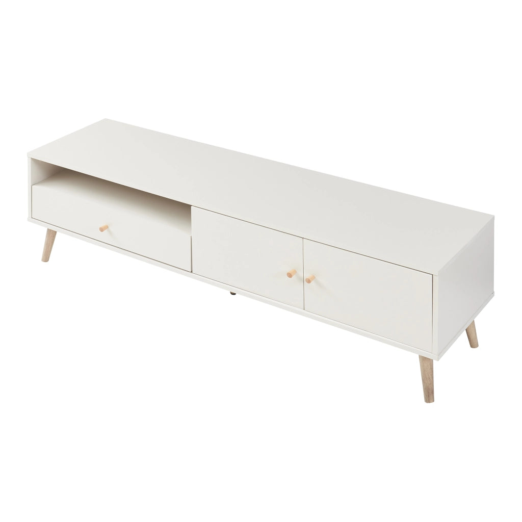 Mobile Porta TV Hallevil con Cassetto e 2 Ante 150x39x45 cm - Grigio chiaro [en.casa]