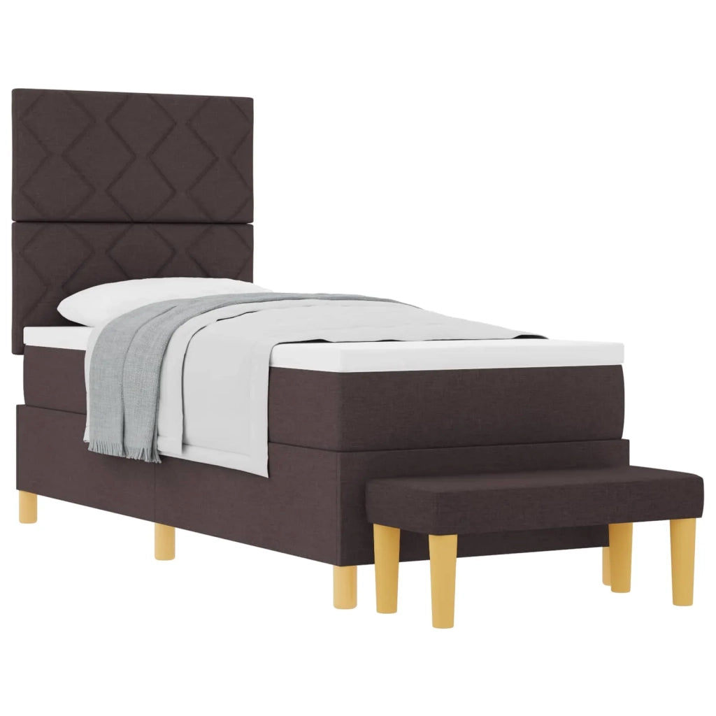 Letto a molle con materasso Marrone scuro 80 x 200 cm Tessuto
