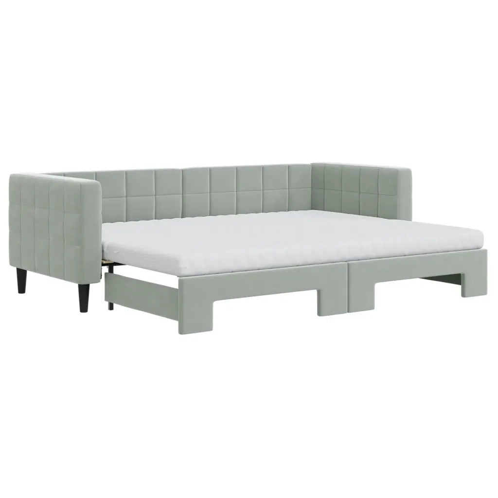 Divano Letto Estraibile Materassi Grigio Chiaro 80x200 Velluto