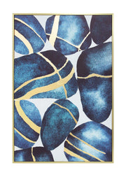 Quadro Hispanohogar in poliestere astratto blu e oro 92x62