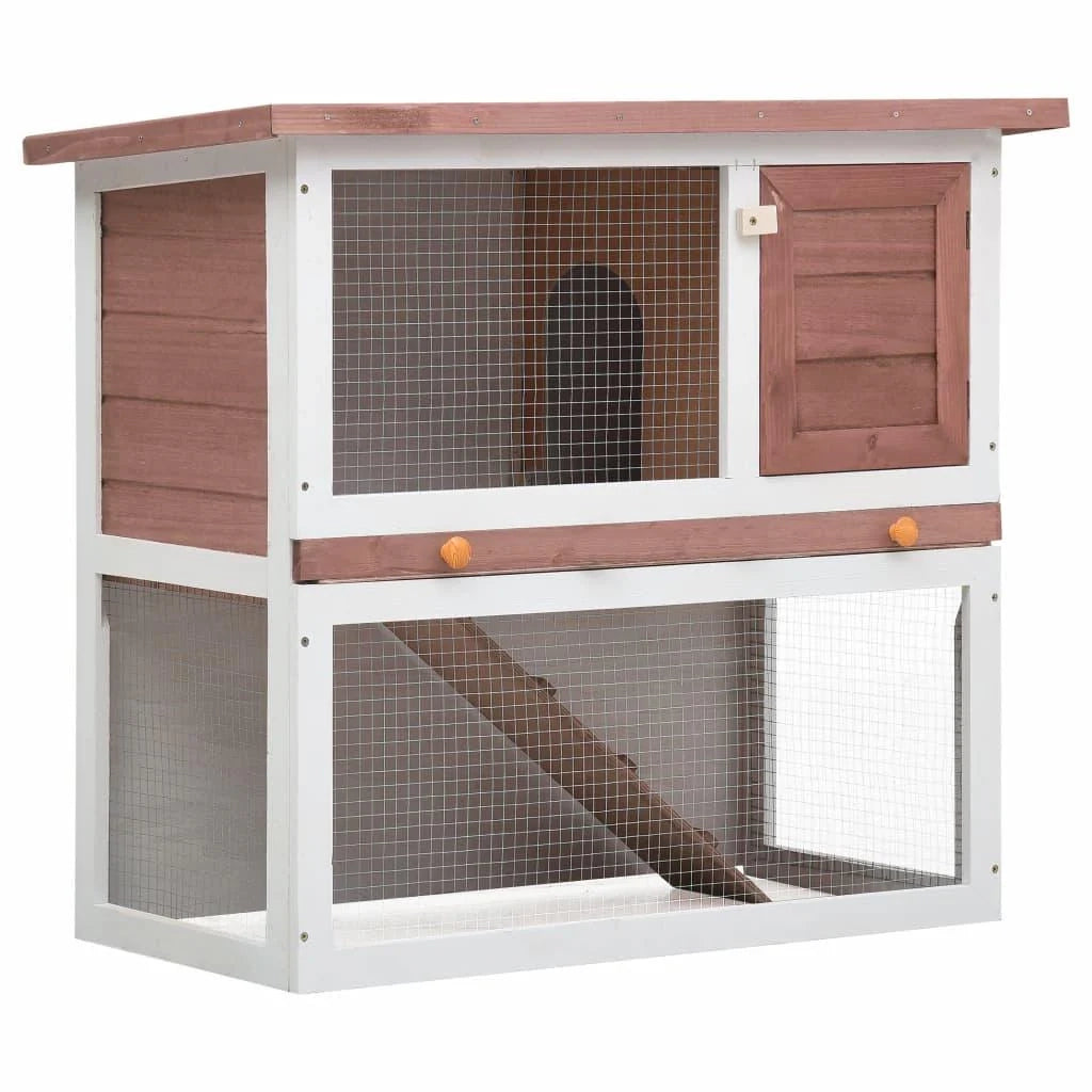 Conigliera da esterno 90 x 45 x 80 cm 1 porta legno marrone 02_0000587