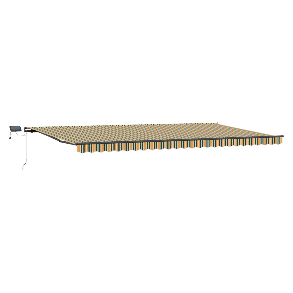 Tenda Retrattile Manuale con LED Verde e Giallo 600x350 cm