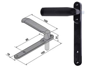 MANIGLIA CON PLACCA PER SERRAMENTI SERIE 086 PER CILINDRO A CROCE- - (086.01.04.0) - 1 pezzi WELKA
