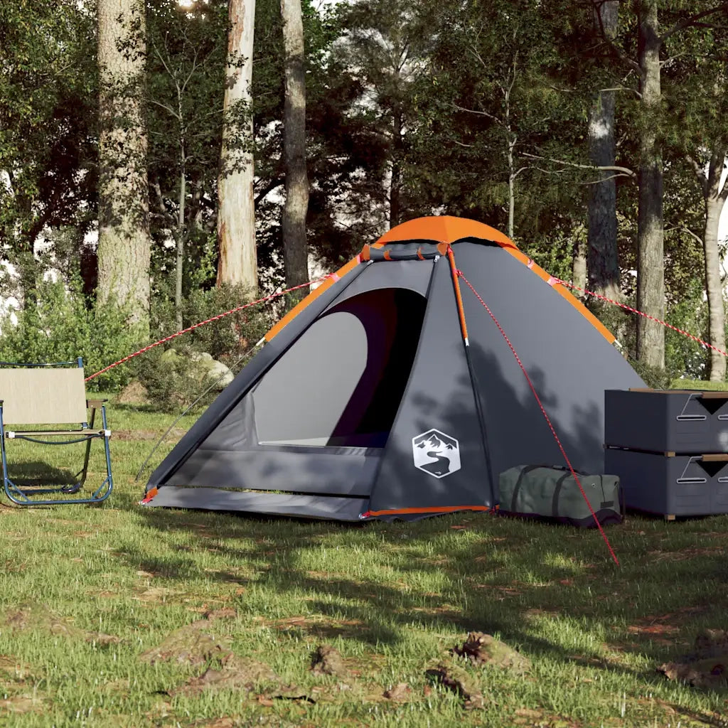 Tenda da Campeggio a Cupola 4 Persone-Tenda per Escursionismo Grigio e Arancione 601783
