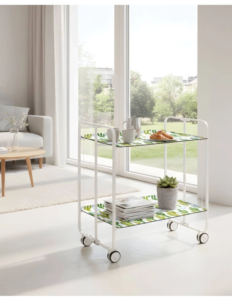 Carrello da cucina pieghevole bianco con ruote BAUHAUS 2 ripiani