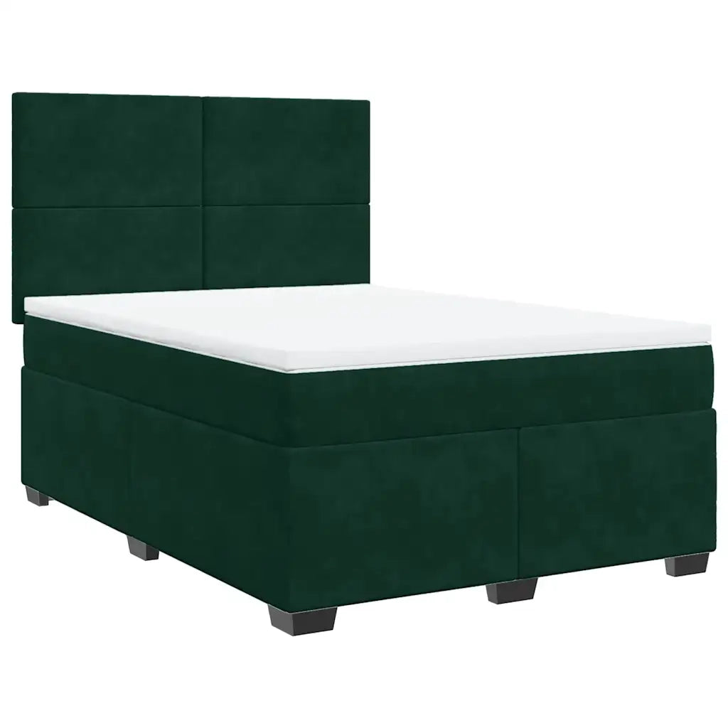 Giroletto a Molle con Materasso Verde Scuro 160x200 cm Velluto
