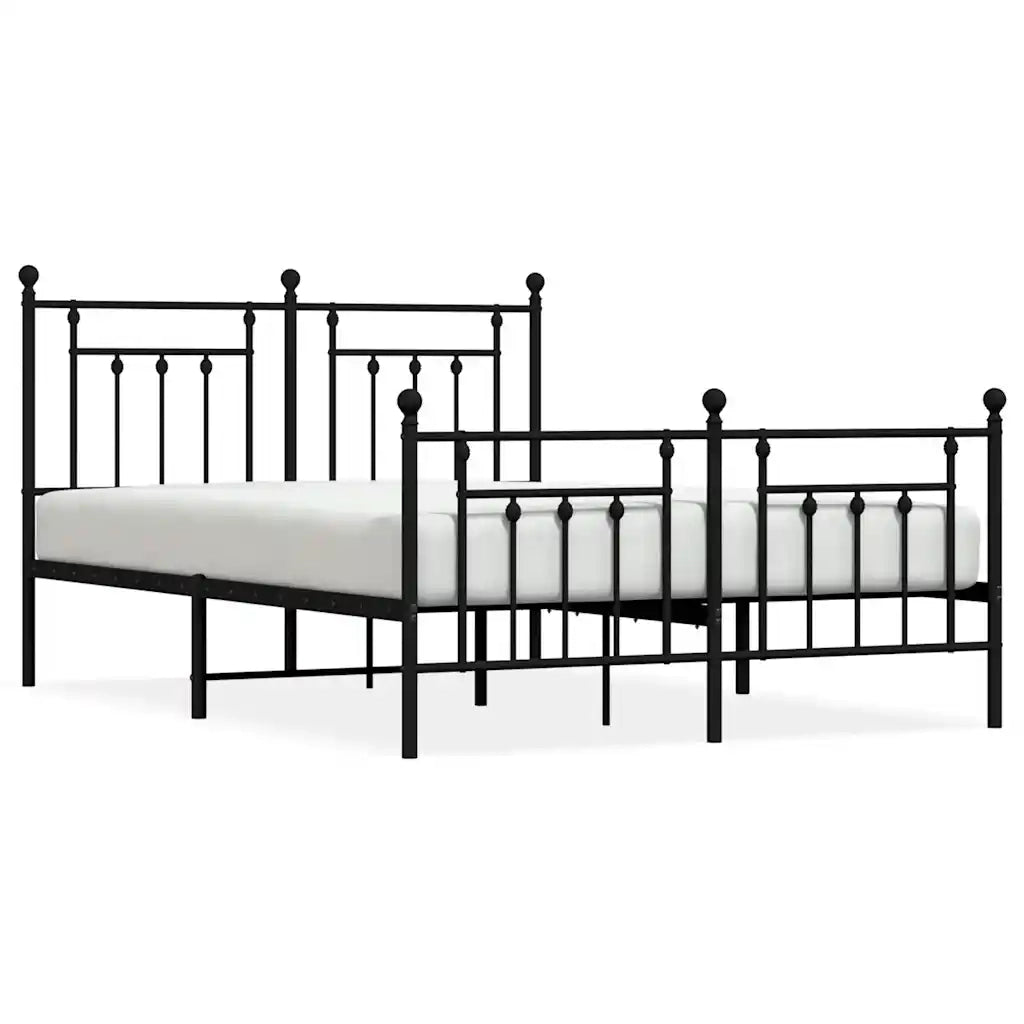 Giroletto con Testiera e Pediera Metallo Nero 150x200 cm 353557