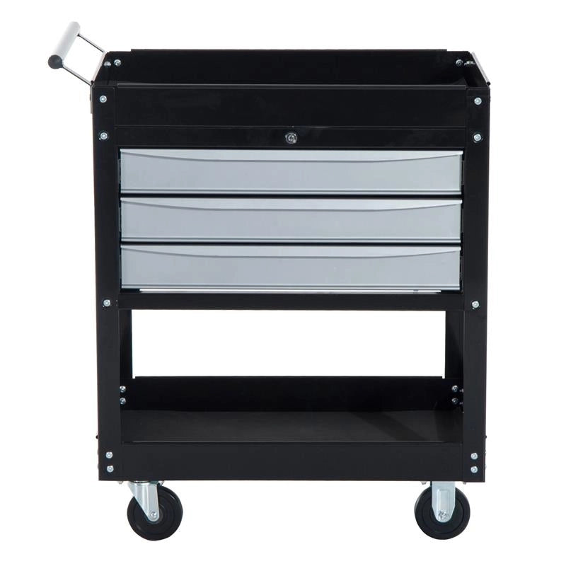 CARRELLO DA OFFICINA PROFESSIONALE CASSETTIERA PORTAUTENSILI IN LAMIERA NERO 68X46X88CM